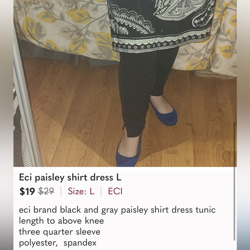 Eci paisley shirt dress L - Picture 3 of 3